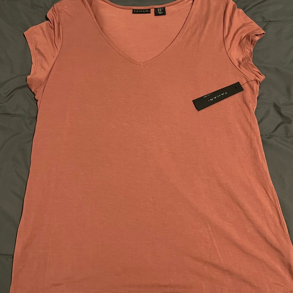 Tahari Short Sleeve Crewneck Tee in Coral